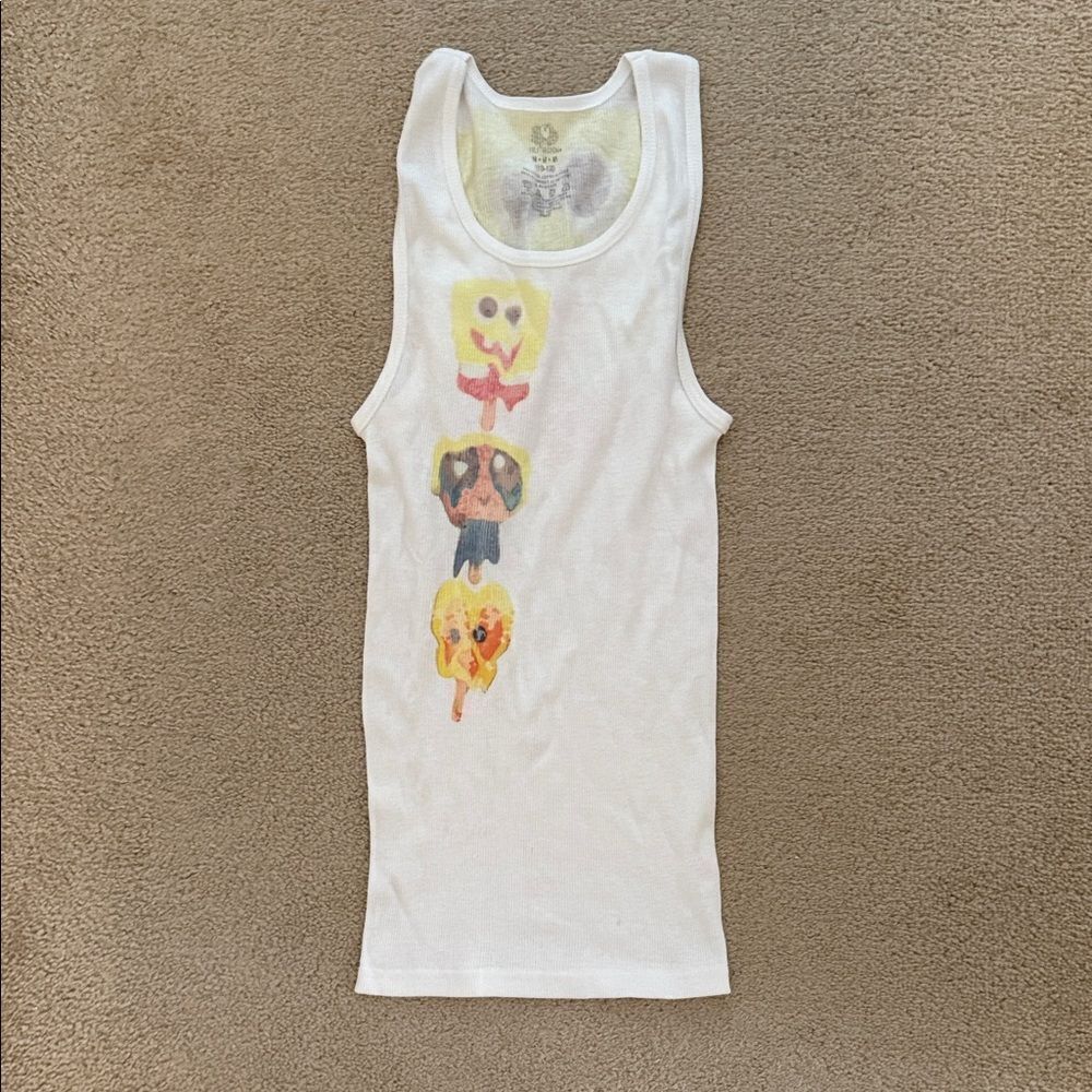 Custom art sponge bob ice cream painted tank boys medium